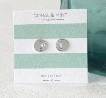 Half Circle Studs  Coral and Mint